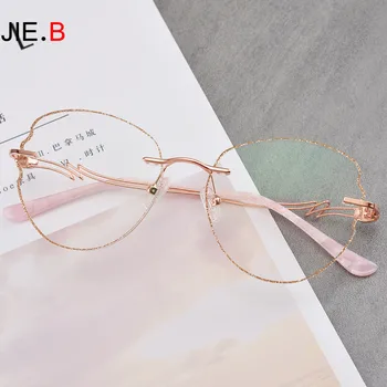 

JIE.B new net red titanium alloy diamond computer goggles ladies frameless prescription myopia glasses optical glasses frame