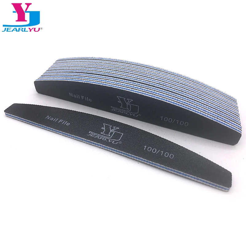 

5pcs/lot Professional Black Nail File Buffer Block Grits 100/100 Half-Moon Stick Nail Files Washable Black Manicure Nail Art DIY
