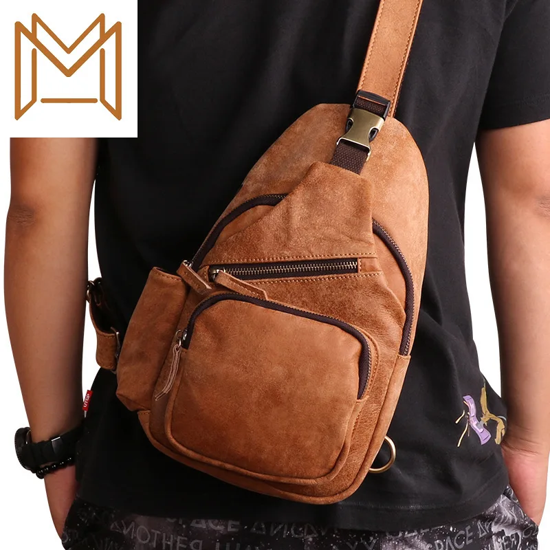 

Genuine Leather Male Package Man Chest Package More Function Leisure Time Outdoors Oblique Satchel Head Layer Cowhide Male