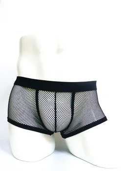 

Low Waist Sexy Men's Pants Transparent Mesh Boxers Fishing Net Big Boxers U-Type Convex Design Transparent Underwear Men