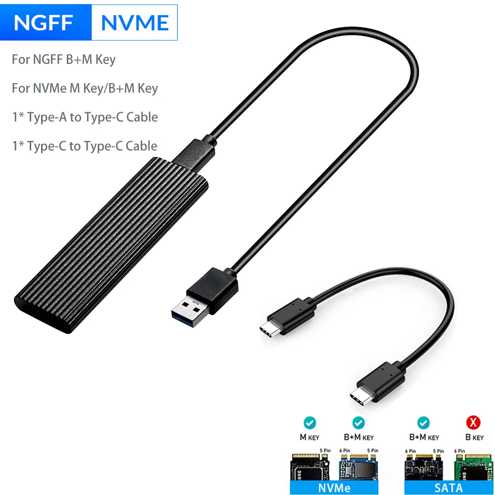 hard drive disk enclosure USB 3.1 to M.2 NVME PCIe SSD Enclosure, NVME M-Key to Type C Adapter Case For nvme SSD, USB3.1 to M.2 NGFF SATA SSD case box 2.5 hdd enclosure HDD Box Enclosures