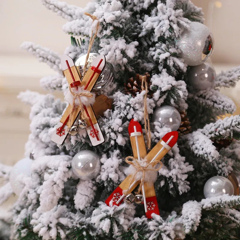 

Wooden Sled Christmas Decoration for Home Wooden Ski Bell Xmas Ornaments Kids Gift for Home Navidad New Year Party Decor 2019
