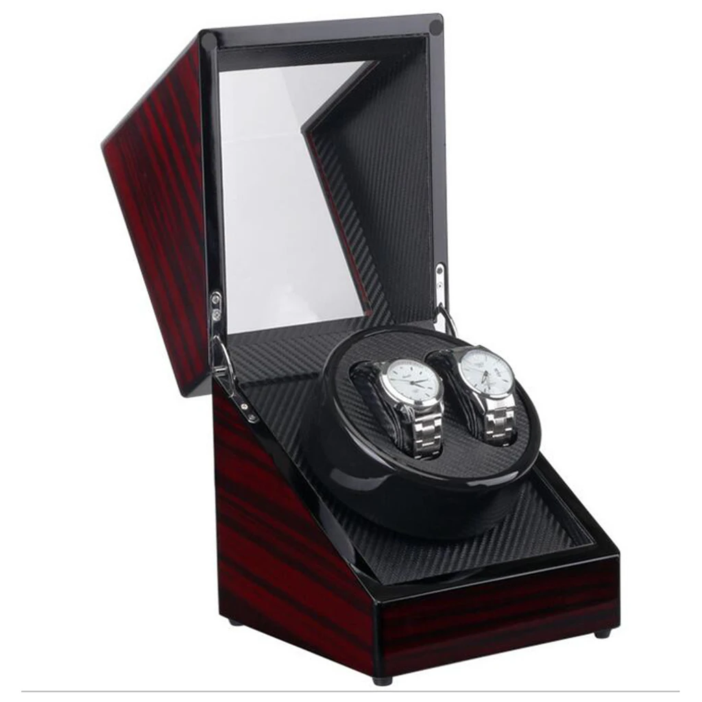 

Piano Lacquer Wooden Rotating Dual Watches Display Storage Collections Box