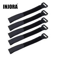 INJORA-블랙 내구성 미끄럼 방지 케이블 타이 다운 스트랩 5 개, RC 자동차 배터리, RC 크롤러 도구, 2x20cm/2x30cm
