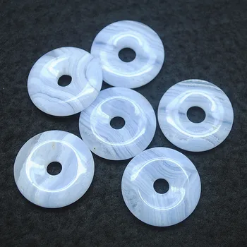 

2pc nature blue agate stone donut shape round size 30mm blue color good quality for women penadants making diy findings