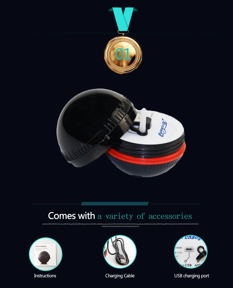 Inventor de Peixes sem Fio Portátil sem Fio Compatível com Ios Android para Dock Inteligente Sonar Fishfinder Shore Barco Pesca no Gelo Lâmpada & 6 Inventor de peixes sem fio inteligente portátil