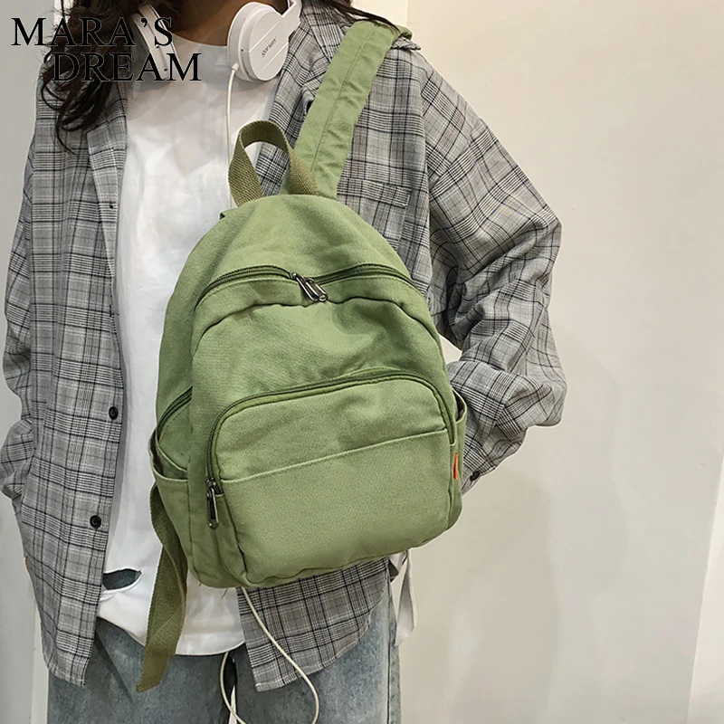 Mara Dream Canvas Women Backpack Vintage Small School Backpacks Women Zipper Travel Bagpack Female Solid Casual Schoolbag Travel 2