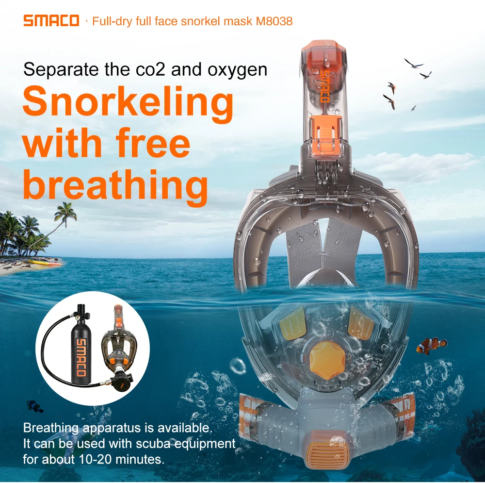 Underwater Scuba Anti Fog Full Face Diving Mask Snorkeling Respiratory Masks Safe Waterproof Swimming Equipment for Adult Youth