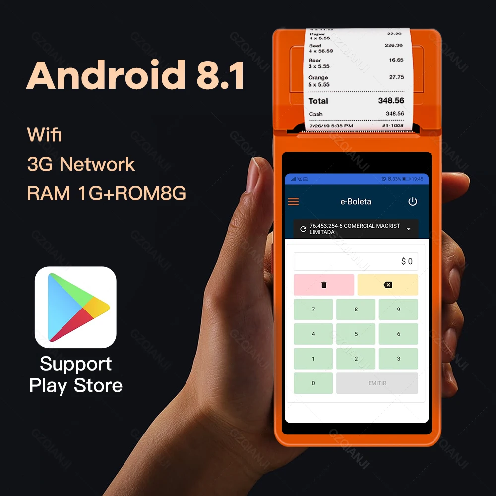 PROD 1005002883172033 GOOJPRT Handheld POS Terminal Android 8.1 PDA
With 58mm Bluetooth Thermal Receipt Printer 3G WiFi Mobile Order POS
Terminal