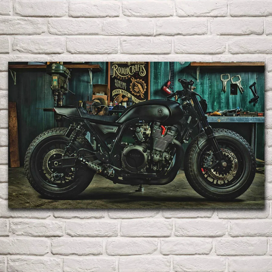 black custom xjr1300 bike superbikes heavy motorcycle motor fabric posters on wall picture home art living room decoration KN566 | Дом и сад