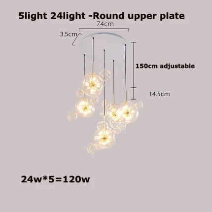 5light 24ball 120w G4 светодиодный железные в стиле постмодерн стеклянные пузыри дизайнерский подвесной светильник Lampen подвесной светильник s. Подвесной светильник. Подвесной светильник для фойе - Цвет корпуса: 5light 24ball 120w