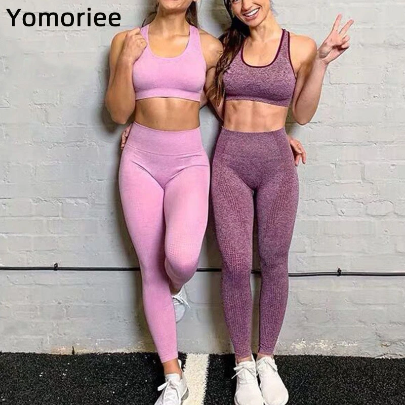 

Sexy Women Yoga Set Stretchy Quick Dry Breathable Bra & Pants Suit Gym Sport Workout Running Training Sportswear Yomoriee