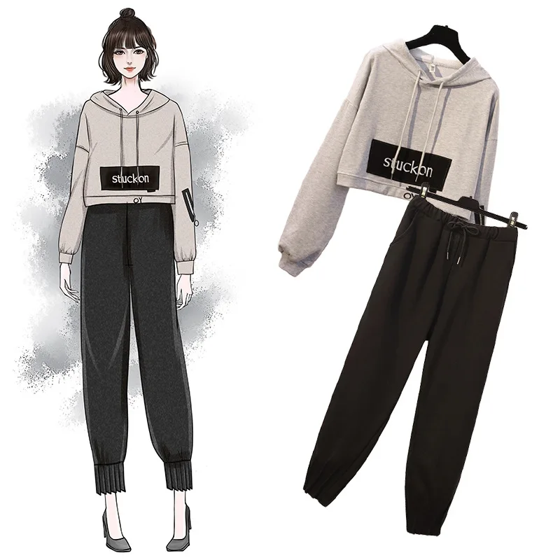 

Fat Mm Large Size Dress 2019 Spring Clothing New Style Fashion Casual Plus-sized by Age Hooded Set