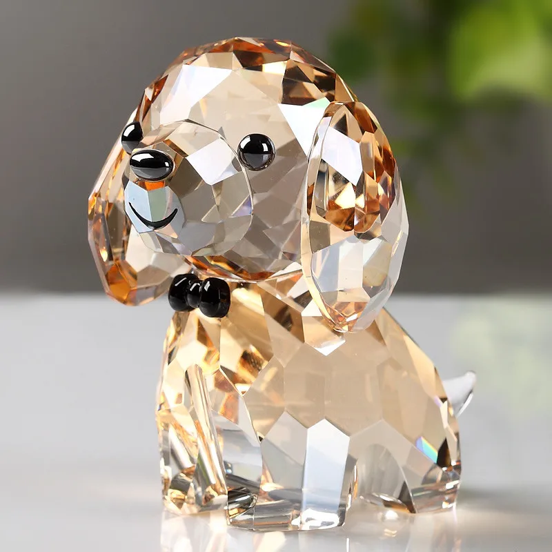 Pink Crystal Dog Puppy Cute Valentines Day Sweet Gifts Figurine Collection Animal Collectible Ornament Beautifully Lovely