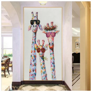 

5d Diy Art Craft Gift Mosaic Special Shaped Diamond Full Round Diy Diamond Catton Animals Giraffe Picture Diamond Embroidery