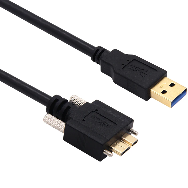USB Charging Cable USB 3.0 Male to USB3.0 Micro/B Male 90 Degree Angled Lock Screws Mount 0.3m/1m/1.8m/3m