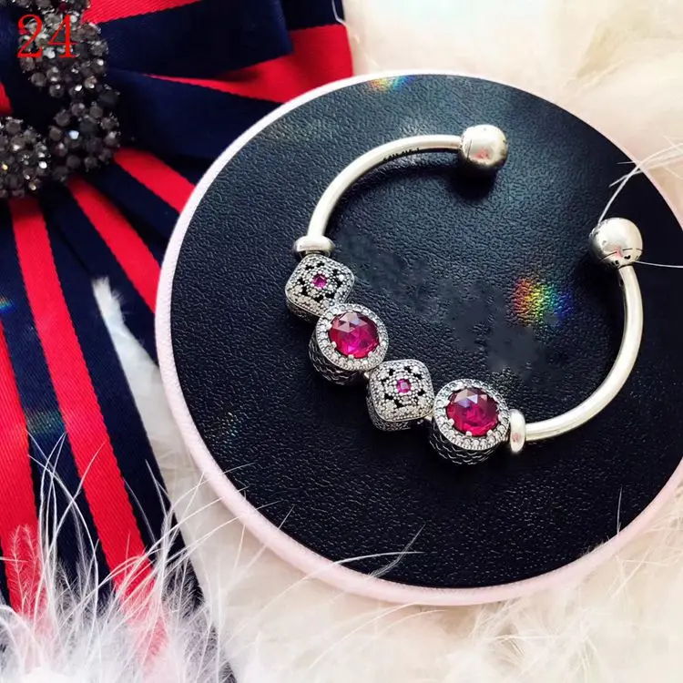 

Keris Store High Quality 1:1 100%925 Sterling Silver Red Beads Decorated With An Open Bracelet Free Of Charge