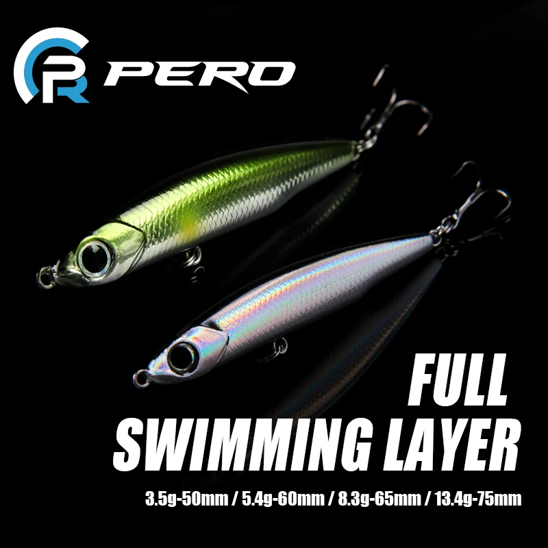 PERO Sinking Pencil Bait 50mm 60mm 75mm 3.5g to 13.4g Shad Minnow Wobbler Trout Mackerel Micro Sea Fishing Lure Bass Lures | Спорт и