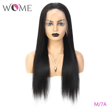 

Wome Full Lace Wigs Brazilian Straight Human Hair Wigs 150% Remy Hair Natural Color Middle Ratio Lace Wigs For Black Women