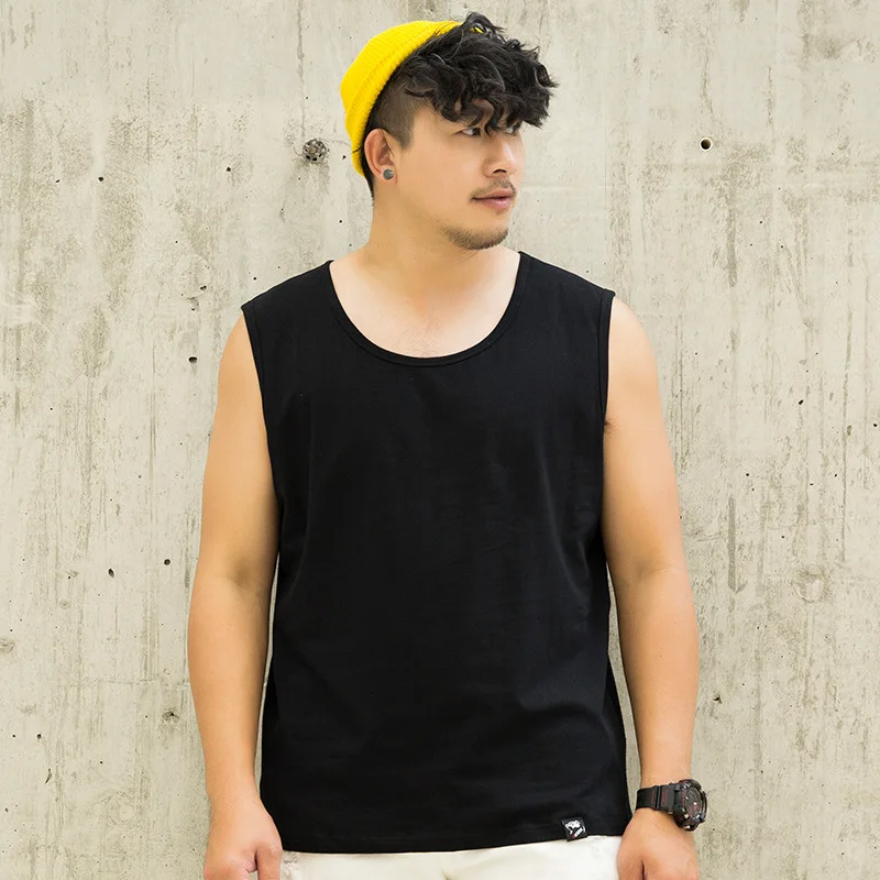 

Fat Brother Vest Men's Summer Large Size Solid Color Loose-Fit Sports Breathable Plus-sized Fat Sleeveless T-shirt on Behalf