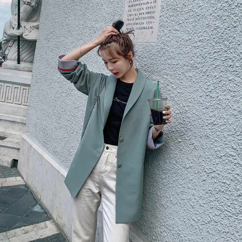 

Online Celebrity Small Suit Coat Women's Korean-style 2019 Autumn Clothing New Style Vertical Multijunction Textured Elegant Loo