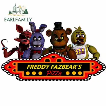 

EARLFAMILY 13cm x 7.3cm for Freddy Fazbears Pizza Motorcycle Car Stickers Car Accessories Anime Decals DIY Custom Printing Decor