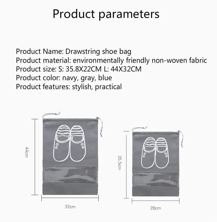 2 размера водонепроницаемая обувь дорожная Портативная сумка для хранения обуви сумка для организации сумка-мешок на завязка подвесной органайзер нетканый Органайзер