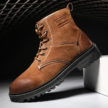 Зимние Модные Ботинки martin; Мужская Черная удобная повседневная обувь с высоким берцем; Botas Zapatos De Hombre chaussure homme