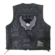 Cool Motorcycle Jacket Genuine Leather Vest Mens Punk Retro Classic Style Motorcycle Jacket Biker Club Casual