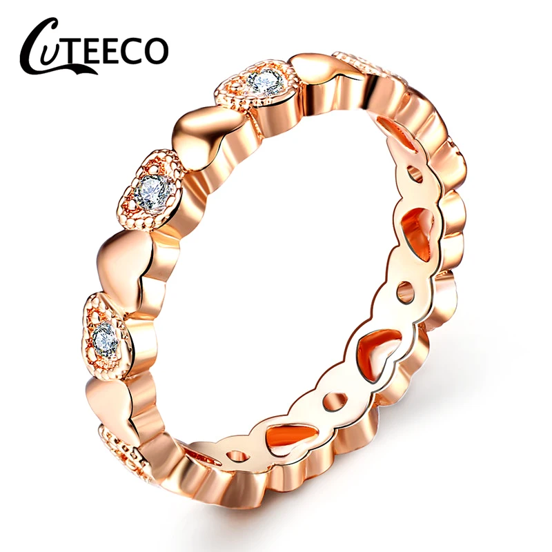 CUTEECO розовое золото серебро Циркон Обручальное кольцо кристалл обручальные кольца для женщин модные ювелирные изделия подарок Anillos Mujer - Цвет основного камня: AJ1016