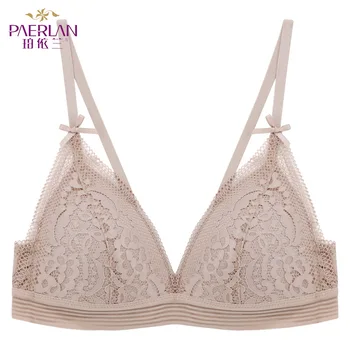 

Bra Thin Section Female Bow Bra 87% Nylon Bra Ultra-thin Triangle Seamless Beauty Lace 3/4 Cup Underwear