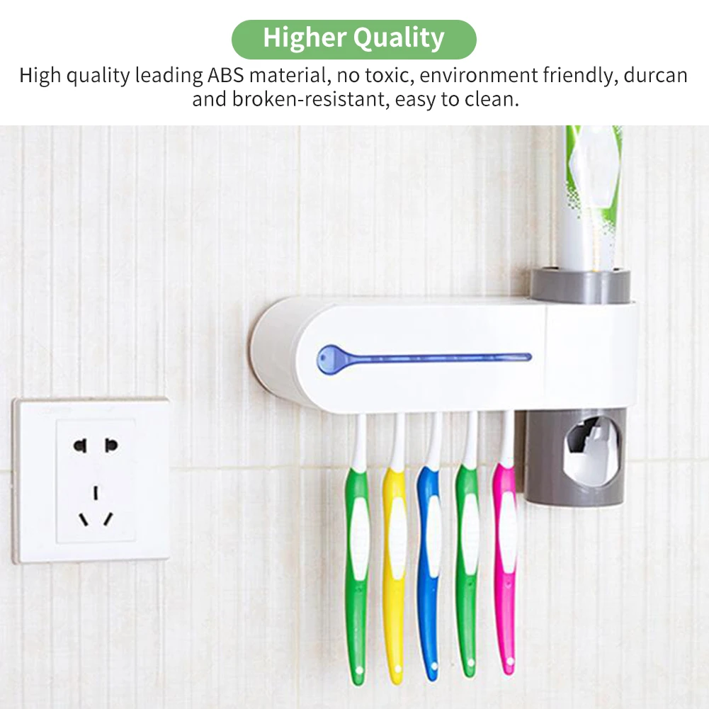 UV Sterilizer Toothbrush Holder With Automatic Toothpaste Dispenser