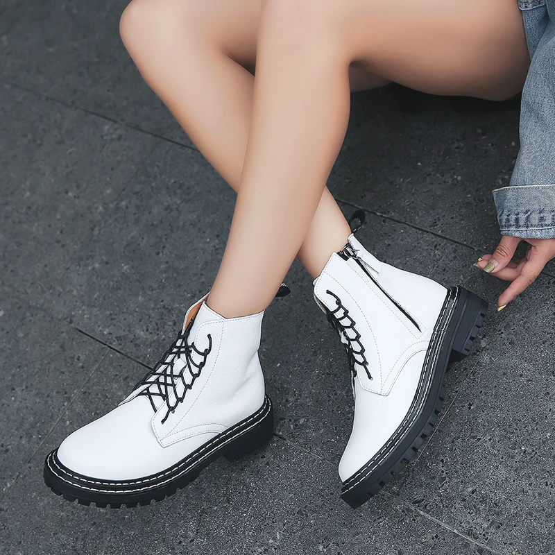 Golden Sapling Platform Boots Women Outdoor Tactical Shoes White Genuine Leather Classic Wedge Sneakers Women's Trekking Boots