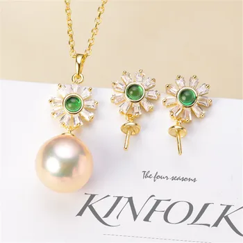 

DIY Pearl Earrings Settings pendant Base Suit accessories S925 Sterling Silver Women DIY Earrings Jewelry Findings