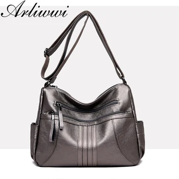 

Arliwwi Brand Double Zipper Pockets Large Capacity Women's Cross Body Handbags Fashion Mother Messenger Bags New P007