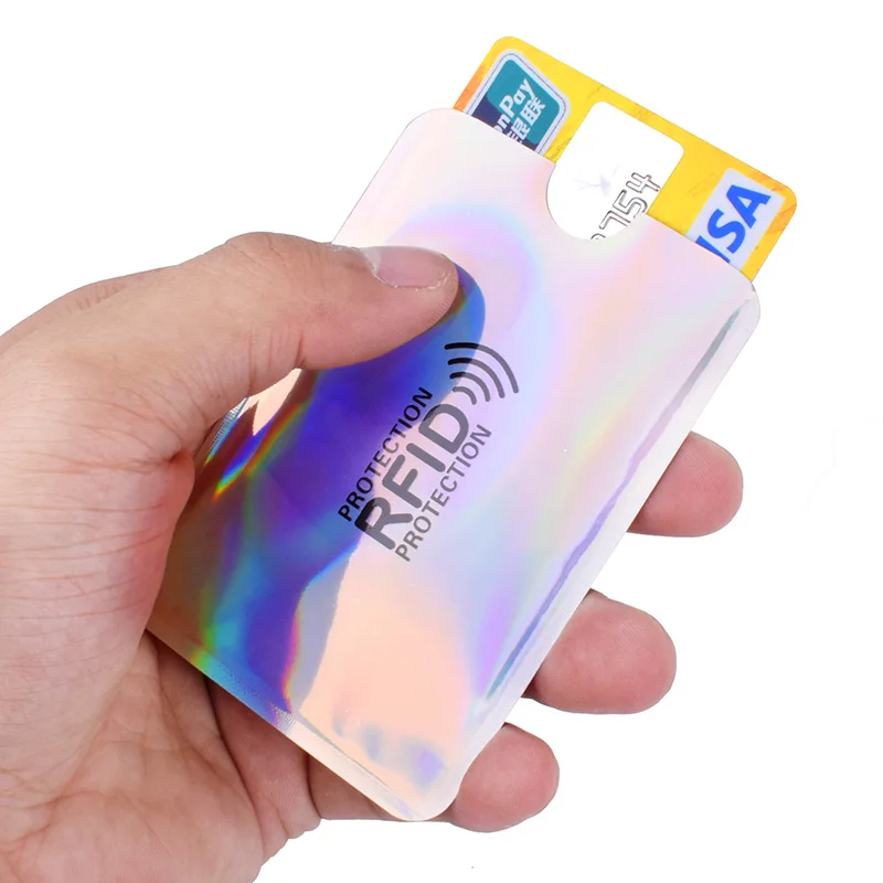 Uds RFID Anti-escanear tarjeta titular de la cubierta del bolsillo de Metal de aluminio de la tarjeta de crédito Slim protección de seguridad de moda tarjeta caso