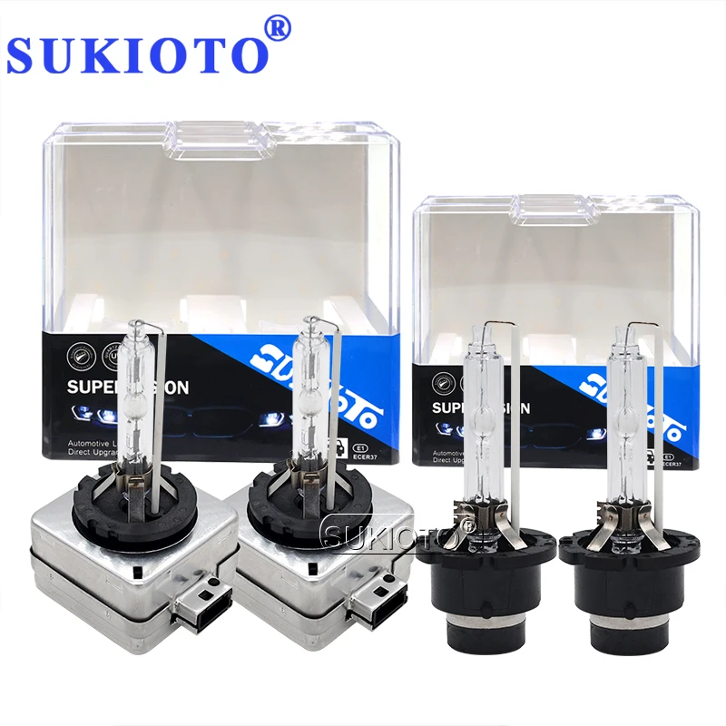 SUKIOTO 2PCS Super Vision Car Light Xenon 55W D1S 6000K HID Bulbs 35W Xenon D2S D3S D4S 4300K 5000K 8000K Auto Headlamp Bulb