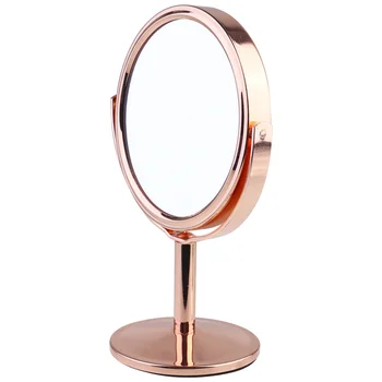 

Double Side Cosmetic Mirror Desktop 3X Magnification Makeup Mirror for Home (Golden)