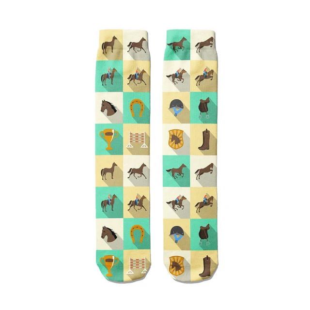 Fashion Horseshoe Cotton Socks For Women Men Leisure Sports Riding Compression Socks High Ankle Autumn Funny Horseshoe Socks Sox style5
