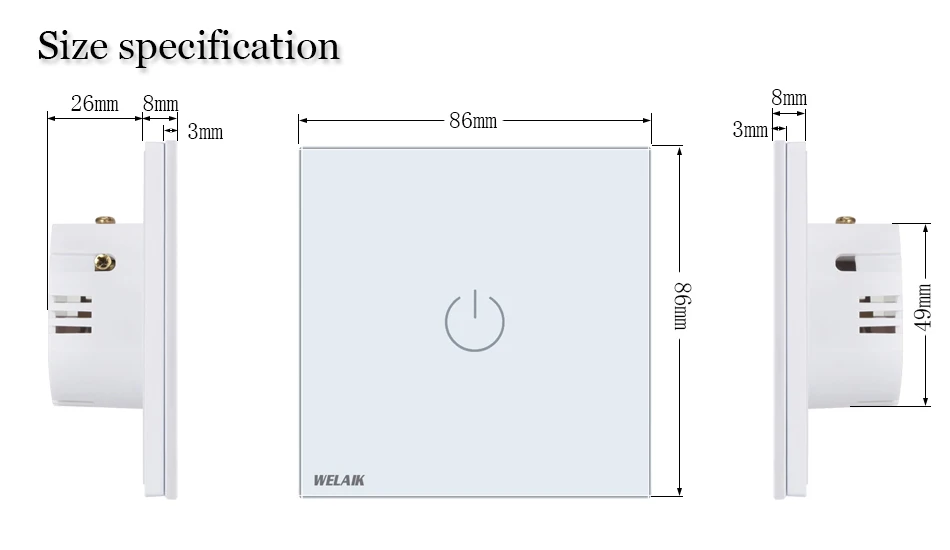 一路白色开关尺寸图