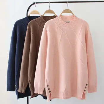 

Plus Size Casual Essential Sweaters Women 2019 Autumn Winter Fashion Loose Thick TurtleNeck Knitting Pullovers E2-9552