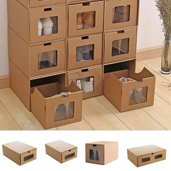 

4-Type Storage Box Shoe Box Drawer Paper Shoes Organizer Japan Style Combination Shoe Cabinet for Men and Women