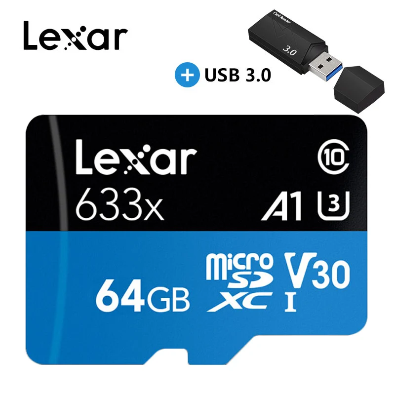 Lexar, 256 ГБ, Micro SD карта, 128 ГБ, карта памяти, высокая скорость до 95 м/с, 64 ГБ, класс 10, 633x, TF карта, 32 ГБ, флеш-карта - Емкость: 64GB and 3.0USB