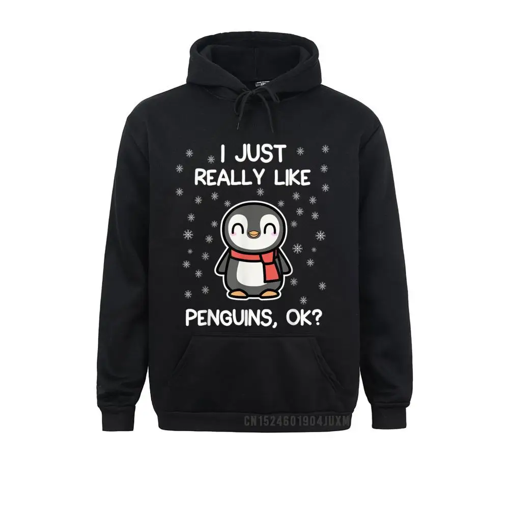 

2021 Newest Men's Sweatshirts Long Sleeve Hoodies Sportswears I Just Really Like Penguins OK Funny Penguin Lover Gift Manga