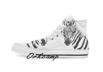 

Zebra with glasses Custom Casual High Top lace-up Canvas shoes sneakers Drop shipping