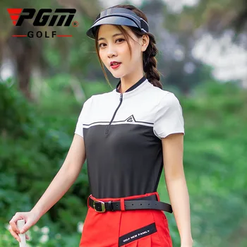 

PGM Summer Quick-Drying Fabric Clothes Golf Women's Zip Collar Short-Sleeved Breathable T-shirt YF286