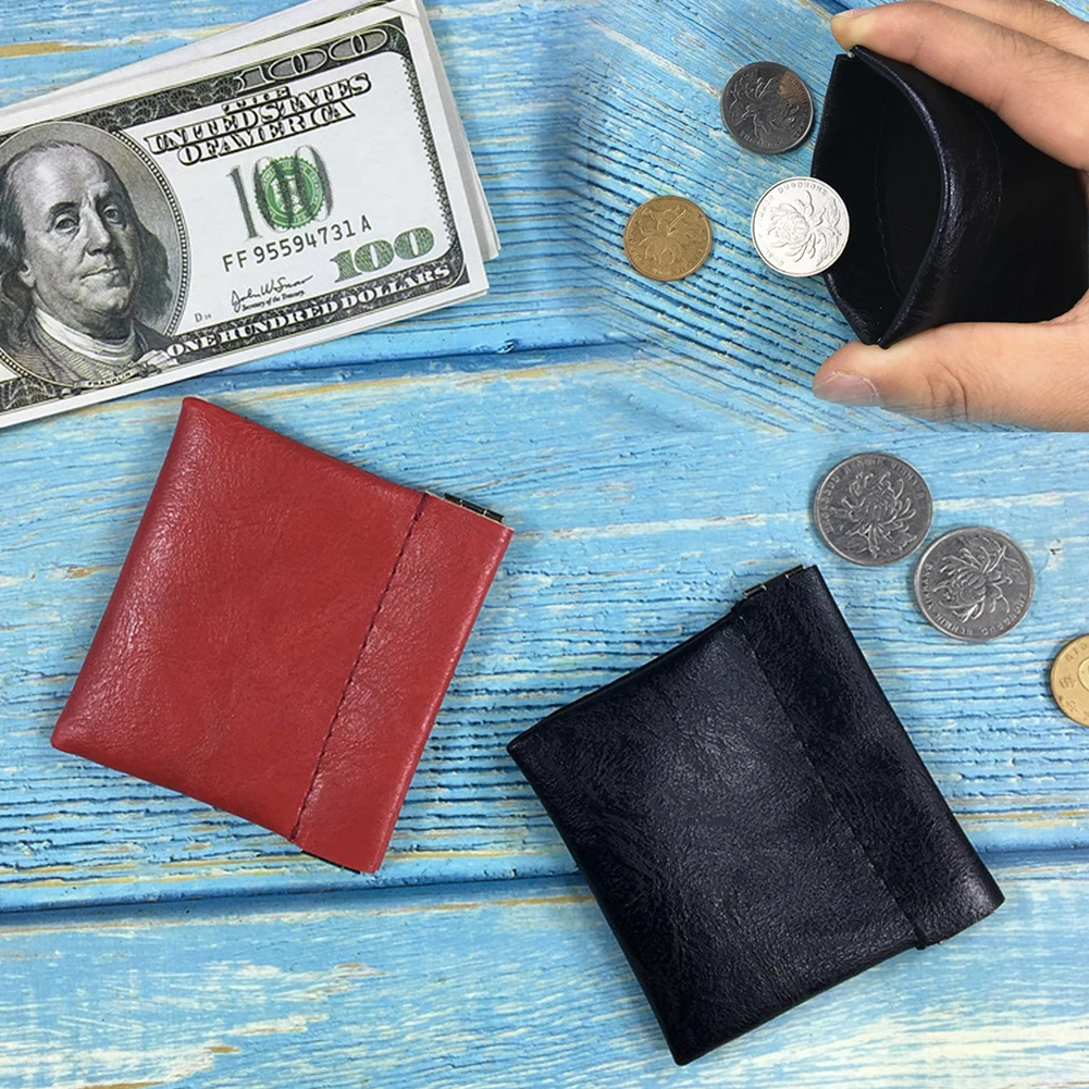 Acheter Portefeuille en cuir PU pour femmes et hommes, porte-monnaie solide noir rouge, porte-cartes de crédit de qualité unisexe, Mini sac à main de voyage, tendance pas chere