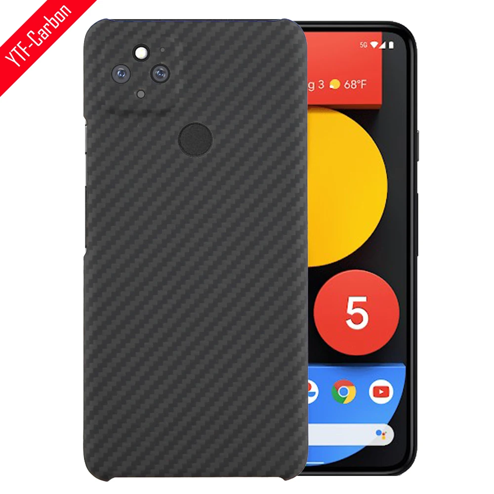 YTF-carbon Real pure carbon fiber phone case For Google Pixel5 Fine hole camera anti-fall cover pixel 4a 5G Aramid fiber shell