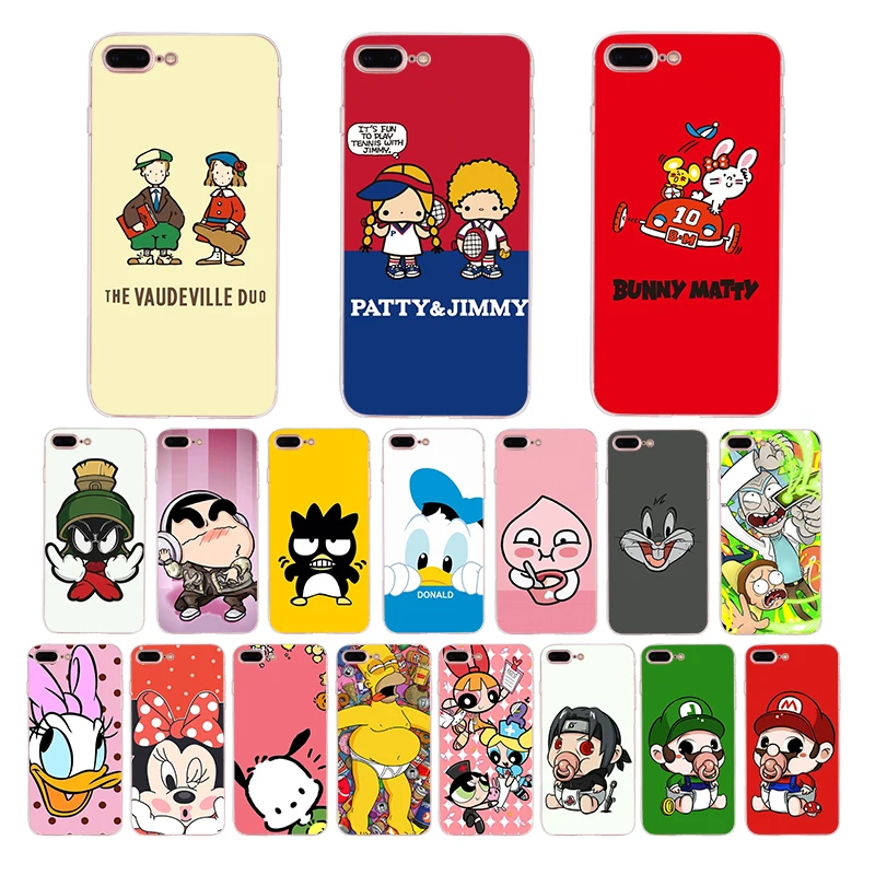 

Cute cartoon soft case for iphone XS 11 pro max xr x 7 8 6s 6 plus transparent TPU cover se 5s 5 10 Pattern Printed shell Coque