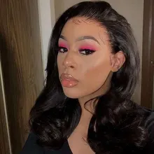 Perla Negro brasileño de la onda del cuerpo 360 peluca Frontal de encaje Pre arrancó cabello humano pelucas 30 pulgadas peluca con malla Frontal para las mujeres 150%